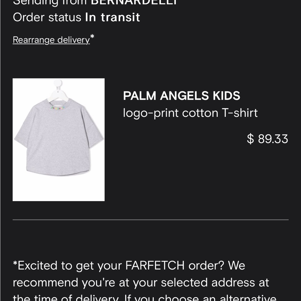 Gray palm angels kid shirt size 10